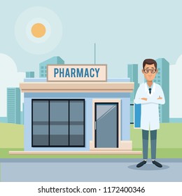 Pharmacy store and doctor