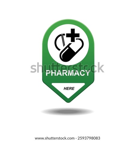 Pharmacy store icon. Pharmacy location pin isolated on background vector illustration.