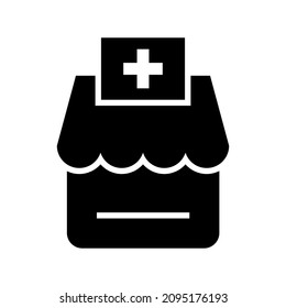 icono de farmacia tienda o logotipo símbolo de señas aislado ilustración vectorial - iconos vectoriales de estilo negro de alta calidad
