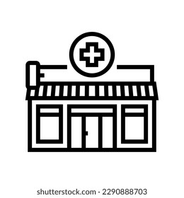 pharmacy store line icon vector. pharmacy store sign. isolated contour symbol black illustration