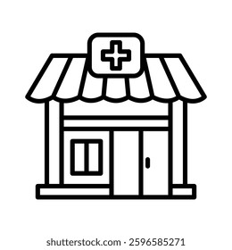 Pharmacy Store simple line art vector