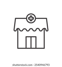 Icono de trazo de farmacia en negro
