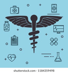 pharmacy symbol with medical healthcare icons