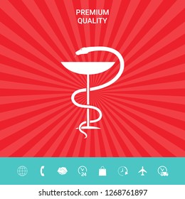 Pharmacy symbol medical snake and cup. Graphic elements for your design