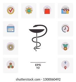 Pharmacy symbol medical snake and cup. Graphic elements for your design