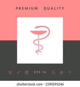 Pharmacy symbol medical snake and cup. Graphic elements for your design