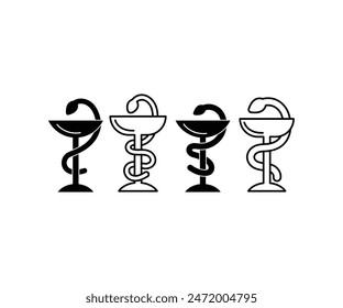 pharmacy symbol sign icons vector design simple black white illustration collections sets isolated