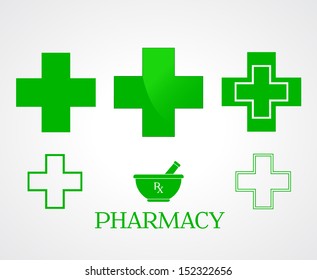 Pharmacy symbols on white - vector