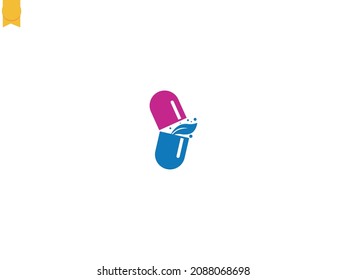 Pharmacy tablet logo Symbol. Pharmacy shop leaf Icon Black Blue color. Creative Medical tablet Logo Vector. Medicine Illustrations. Alternative Health Care logo. Pharmacy Vector Illustration Design