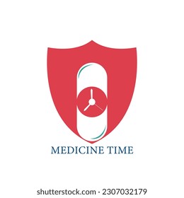 pharmacy time logo medicine time logo design template vector 