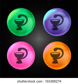 Pharmacy tool crystal ball design icon in green - blue - pink and orange.