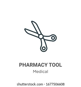 Pharmacy tool outline vector icon. Thin line black pharmacy tool icon, flat vector simple element illustration from editable medical concept isolated stroke on white background