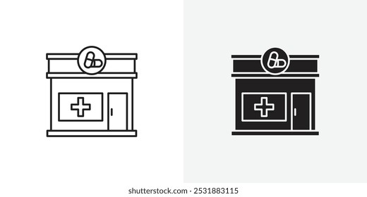 Conjunto de iconos de vector de farmacia. Ilustrador de Vector de stock. EPS 10