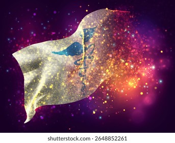 Pharmacy, vector 3d flag with a splash of paint dots, explosion of colored dots