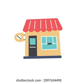 Pharmacy Vector Building hand drawn naive art