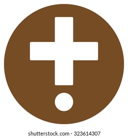Pharmacy vector icon. Style is flat symbol, brown color, rounded angles, white background.