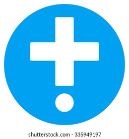 Pharmacy vector icon. Style is flat symbol, blue color, rounded angles, white background.