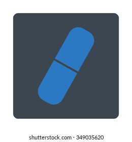 Pharmacy vector icon. Style is flat rounded square button, smooth blue colors, white background.