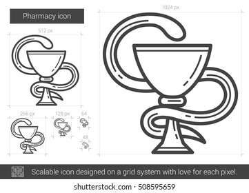 Pharmacy vector line icon isolated on white background. Pharmacy line icon for infographic, website or app. Scalable icon designed on a grid system.
