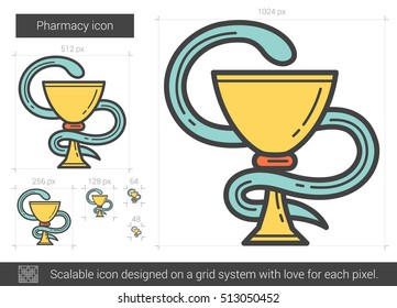 Pharmacy vector line icon isolated on white background. Pharmacy line icon for infographic, website or app. Scalable icon designed on a grid system.