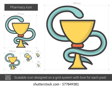 Pharmacy vector line icon isolated on white background. Pharmacy line icon for infographic, website or app. Scalable icon designed on a grid system.