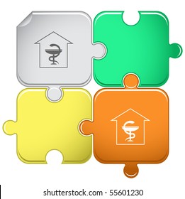 Pharmacy. Vector puzzle.