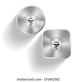 Pharmacy. Vector set steel buttons