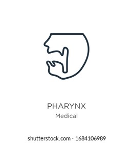 Pharynx icon. Thin linear pharynx outline icon isolated on white background from medical collection. Line vector sign, symbol for web and mobile