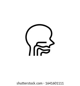 Pharynx icon vector in linear, outline style isolated on white background