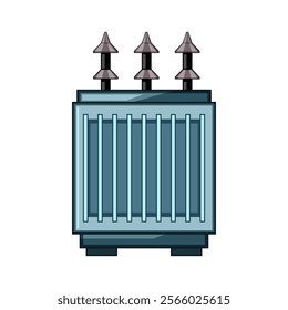 phase electrical transformer cartoon. frequency impedance, load tap, cooling oil phase electrical transformer sign. isolated symbol vector illustration