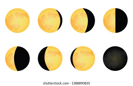 Fase de la ilustración de la luna simple gráfico vectorial - Luna nueva a luna llena