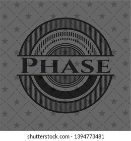 Phase realistic black emblem. Vector Illustration. Detailed.