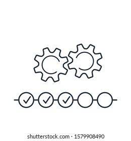 Phased control over the work performed. Vector linear icon on a white background.