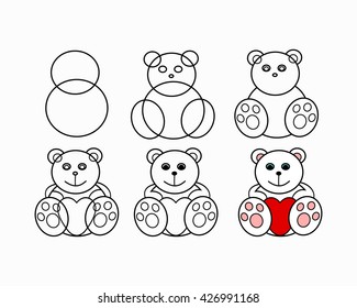 Phased drawing of a bear