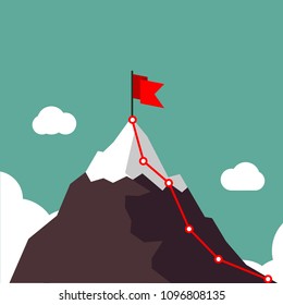 Phased plan of action. Stages of the plan of climbing the mountain.
Infographic for business or sport. Motivation concept. Vector flat design.