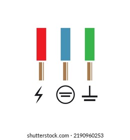 phase,neutral and ground cable vector icon element design template