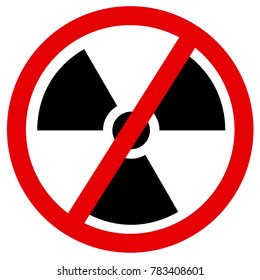 Phase-out and discontinuation of atomic and nuclear power. Symbol of radioactivity is crossed out. Vector illustration