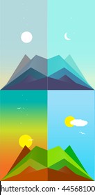 PHASES OF THE DAY , FLAT VECTOR  DESIGN  