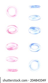 Phases of a falling glass ring. Vector design elements