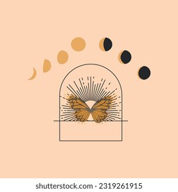 The Phases Of The Moon. Astrological Items Vector Design.