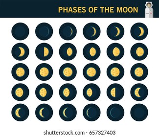 Phases of the moon concept flat icons. 