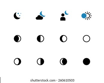 Fases de los iconos del tono del dúo lunar sobre fondo blanco. Ilustración vectorial.