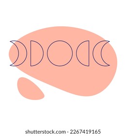 Phases of the moon. Esoteric symbol. Hand drawn linear vector illustration