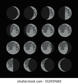 Fases del conjunto de iconos de la luna. Vector