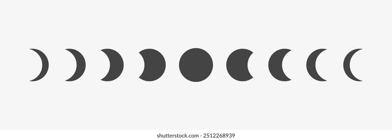 Phases of moon infographic. New, Full, Waning Crescent, First and Last Quarter moon.