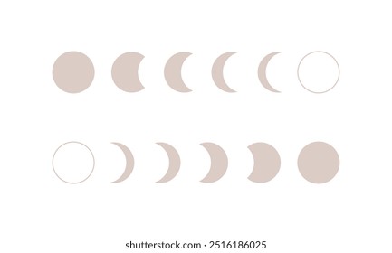 Phases of moon infographic. New, Full, Waning Crescent, First and Last Quarter moon.