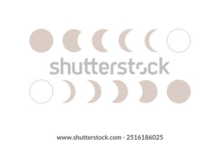 Phases of moon infographic. New, Full, Waning Crescent, First and Last Quarter moon.