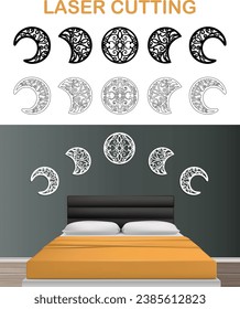 Phases of the moon laser cutting vector for room decoration