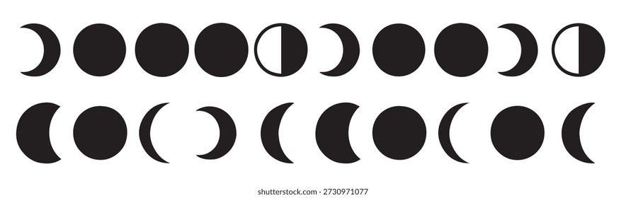 phases of the moon lunar cycle celestial body illustrations