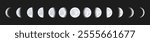 Phases of the Moon. Lunar Cycle. Planet Vector Moon on Transparent Background